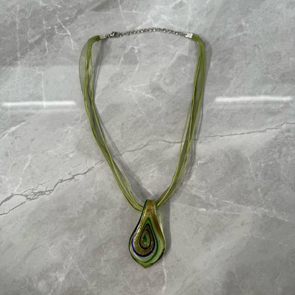 Blown Glass Pendant Teardrop Unique Necklace With Lobster Clasp Closure - Picture 2 of 10